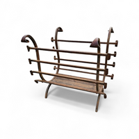 Vintage Black Wrought Iron Fireplace Log Holder / 1960s