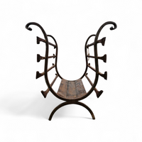 Vintage Black Wrought Iron Fireplace Log Holder / 1960s