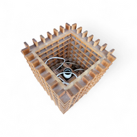 Mid Century Modern wood cube table lamp / Italy 1960s