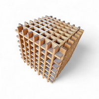 Mid Century Modern wood cube table lamp / Italy 1960s