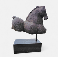 Bronze sculpture / Horse torso on a wooden pedestal /