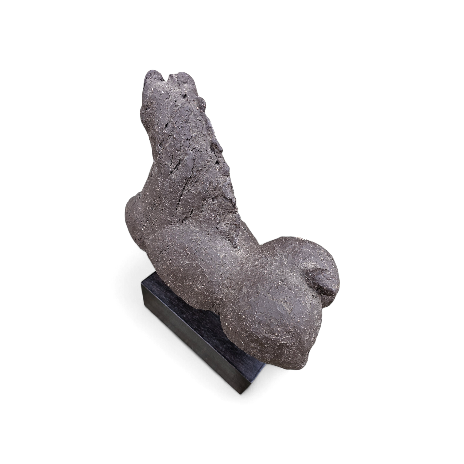 Bronze sculpture / Horse torso on a wooden pedestal /