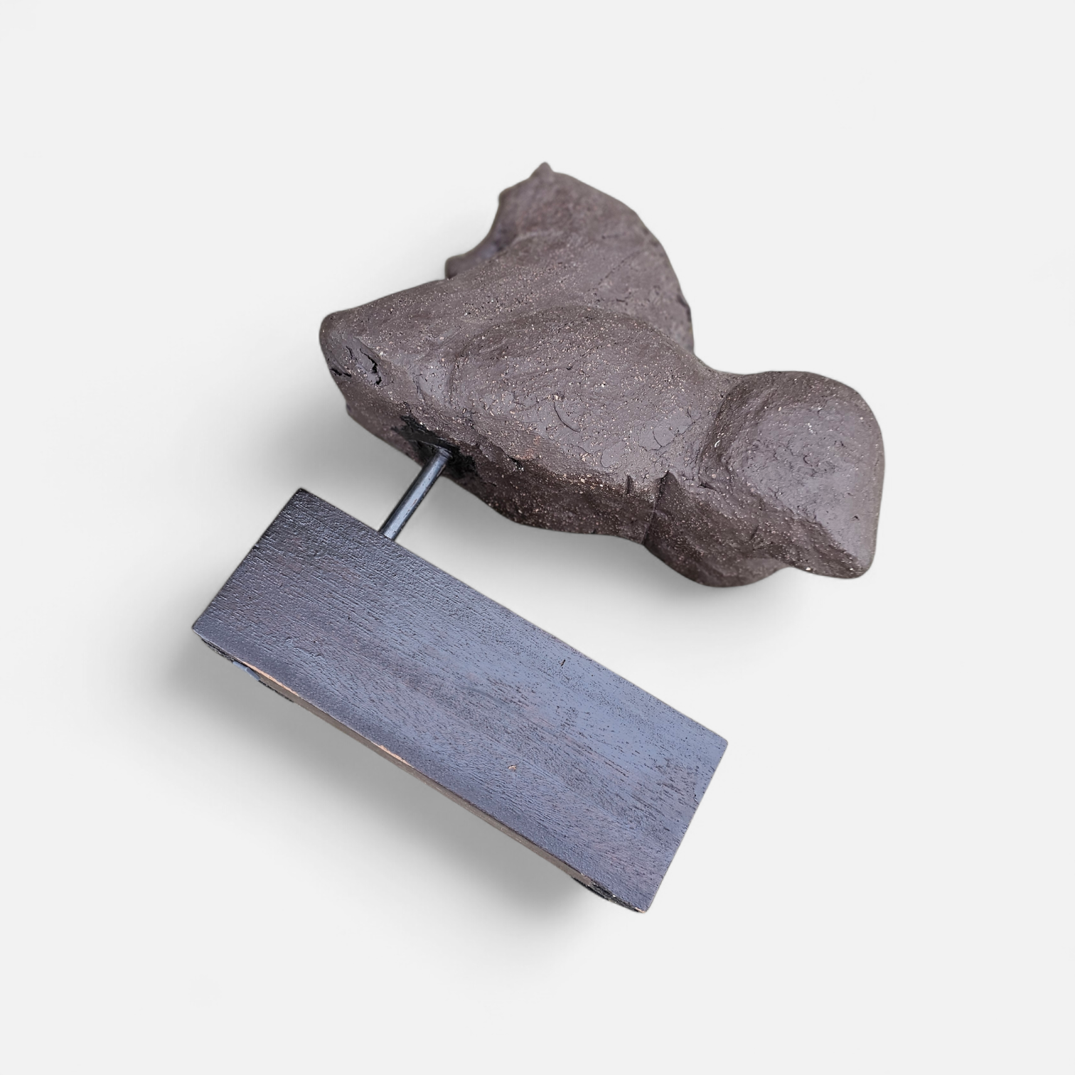 Bronze sculpture / Horse torso on a wooden pedestal /