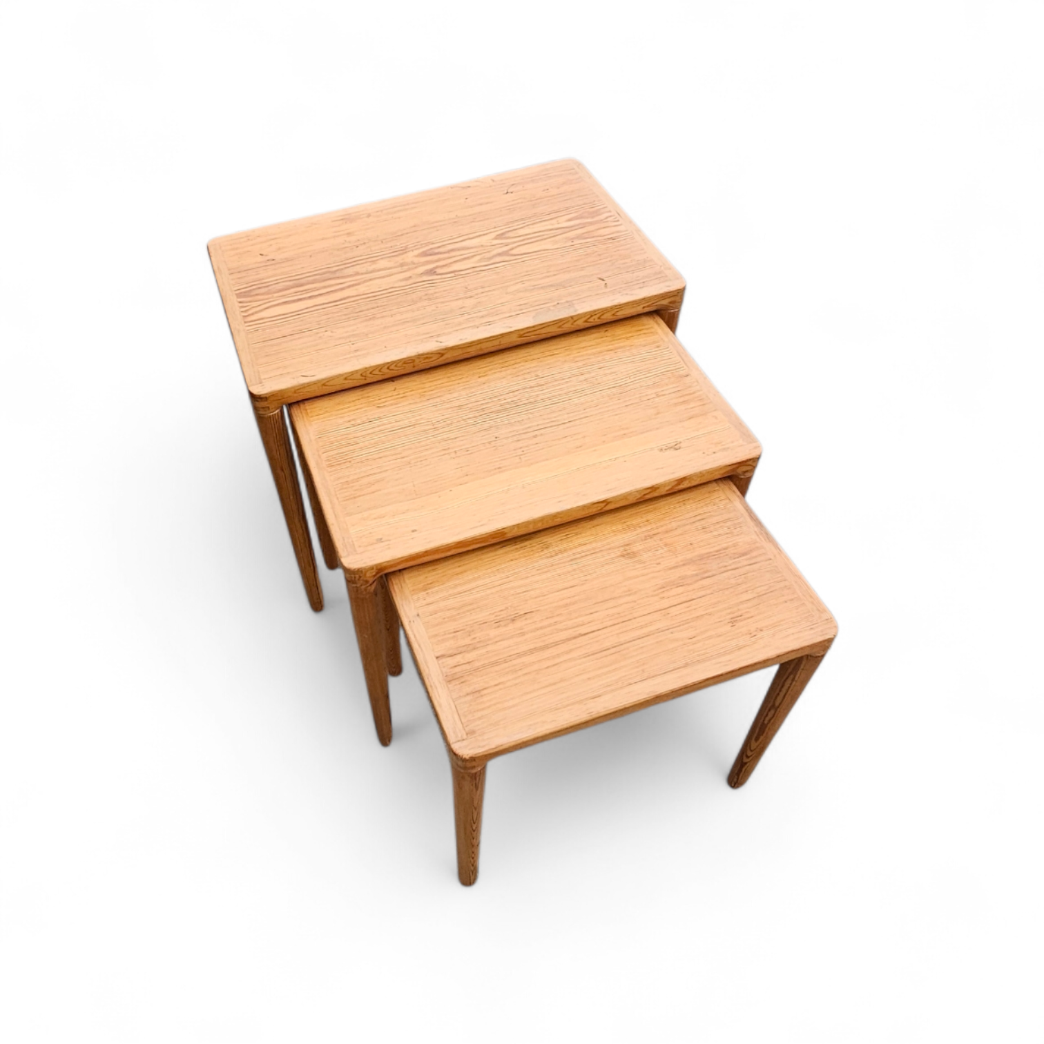 Set of 3 solid oak tables / Nesting Tables / Henry Walter Klein for Bramin / 1970