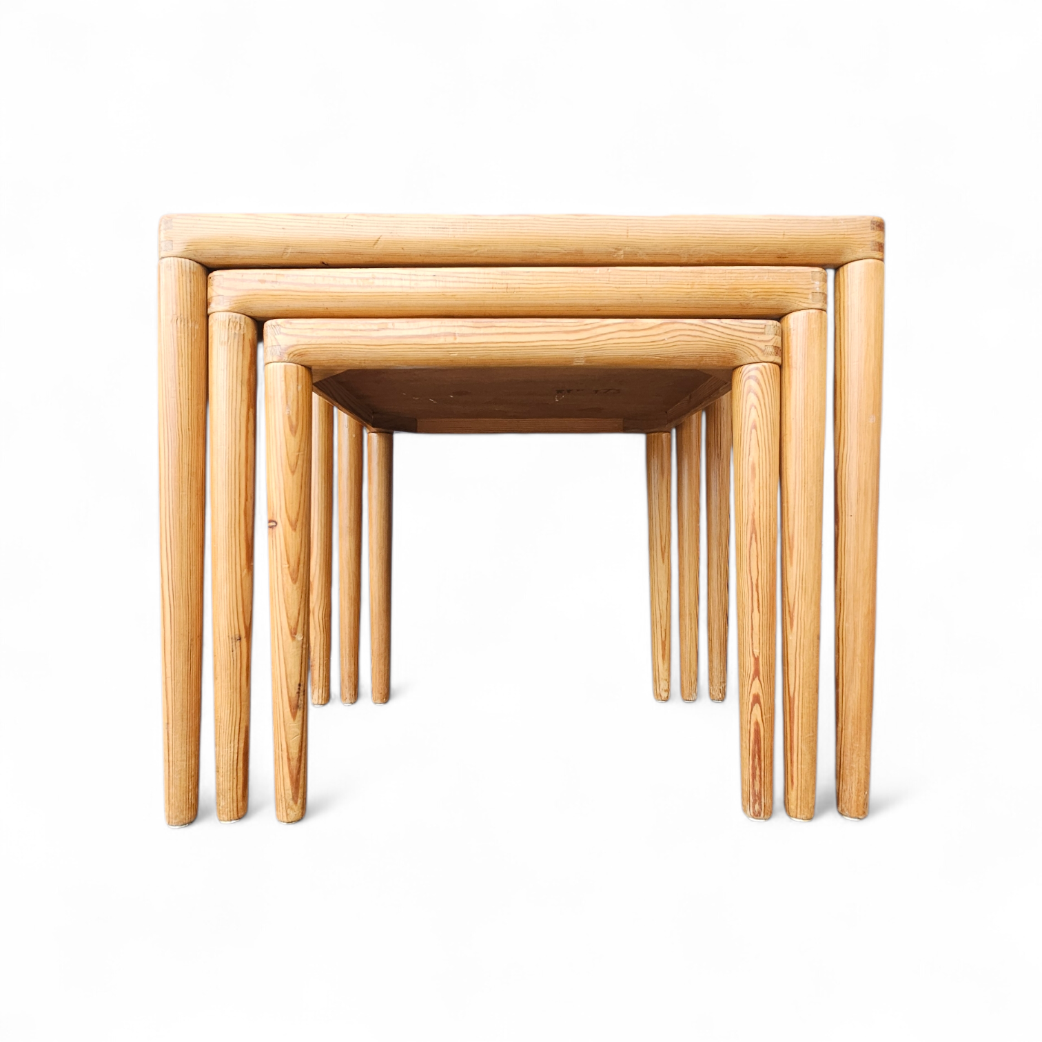 Set of 3 solid oak tables / Nesting Tables / Henry Walter Klein for Bramin / 1970