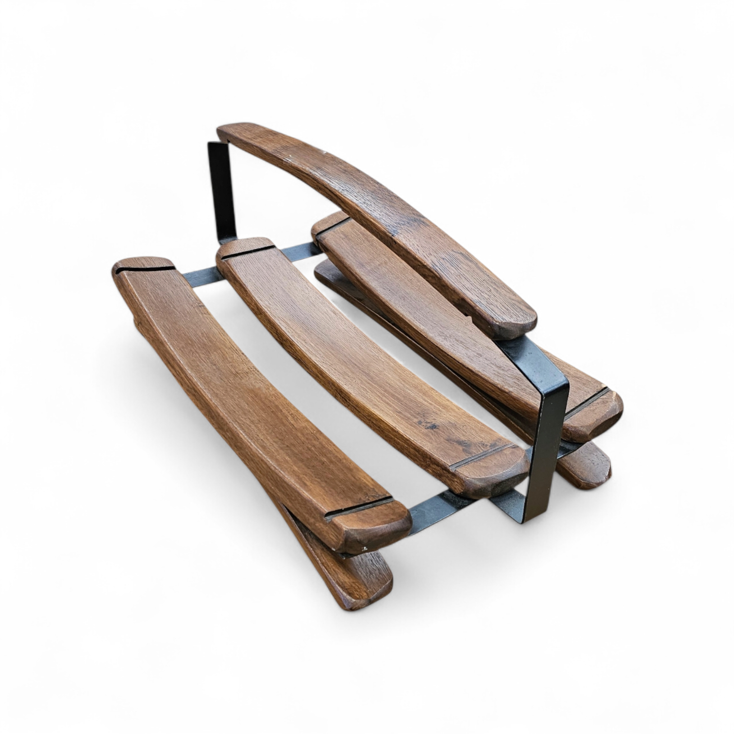 Oak wood Magazine holder / made of old wine barrels / 1970s