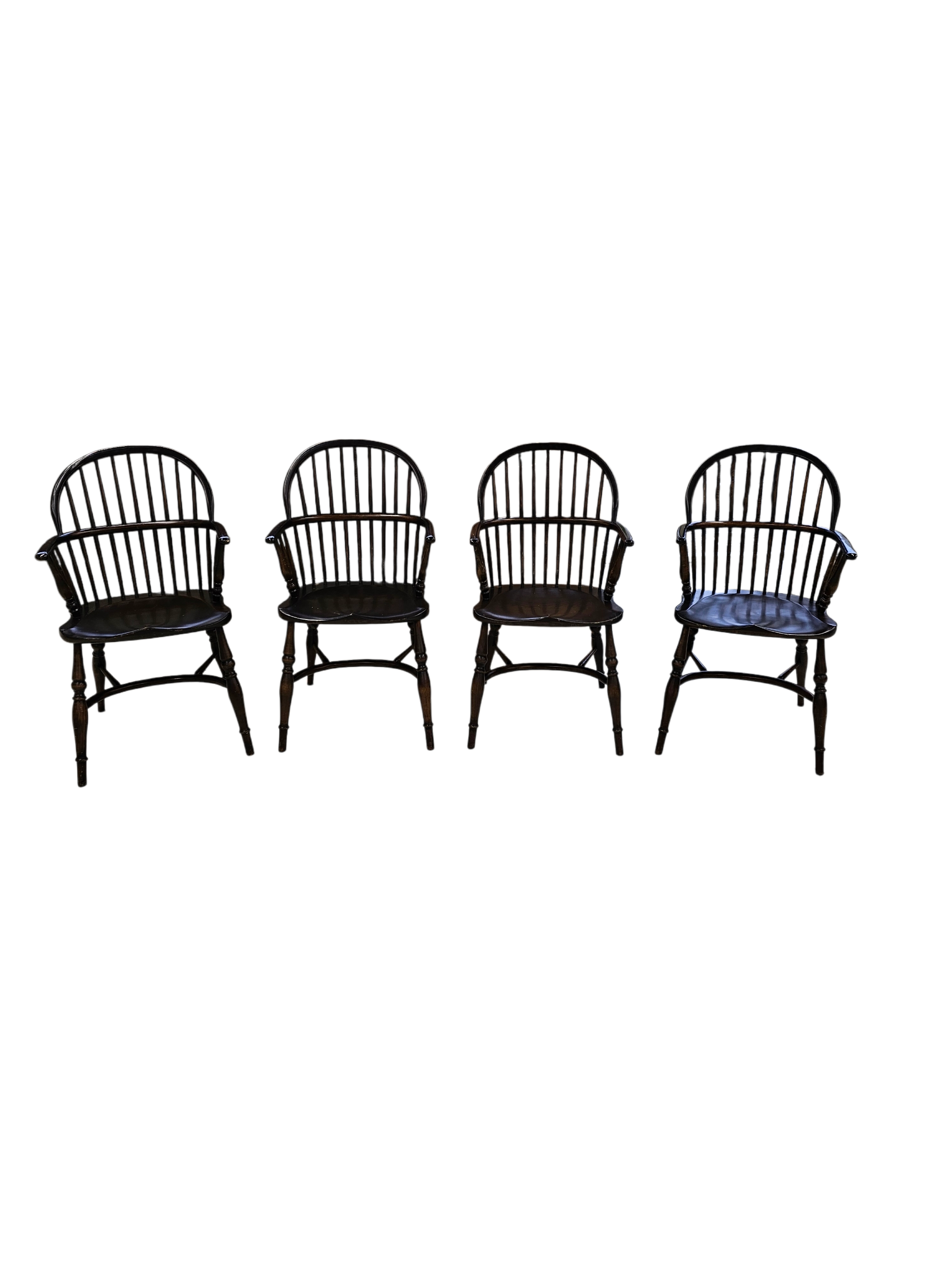 4 x Classic Georgian Bow and Stick Back Windsor Chair / Crinoline stretcher chairs