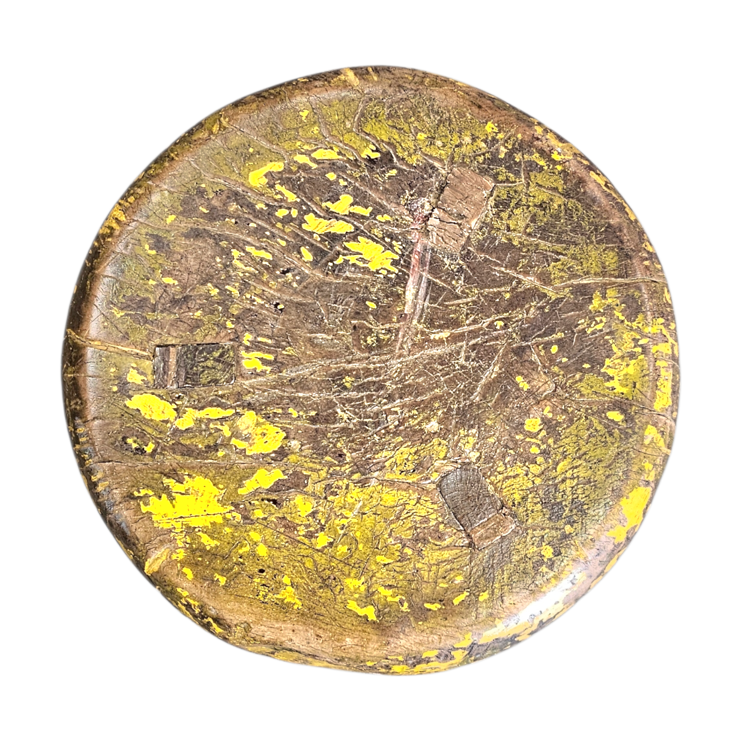 Primitive wooden tripod stool /  height 52 cm