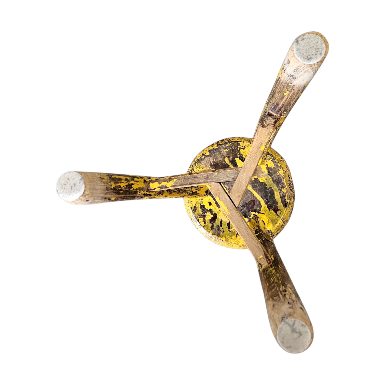 Primitive wooden tripod stool /  height 52 cm