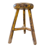 Primitive wooden tripod stool /  height 52 cm