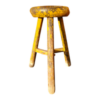 Primitive wooden tripod stool /  height 52 cm
