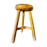 Primitive wooden tripod stool /  height 52 cm