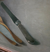 Jolie Laide / oil on canvas still life painting / religious iconography with everyday objects / 1930s / height 155 cm