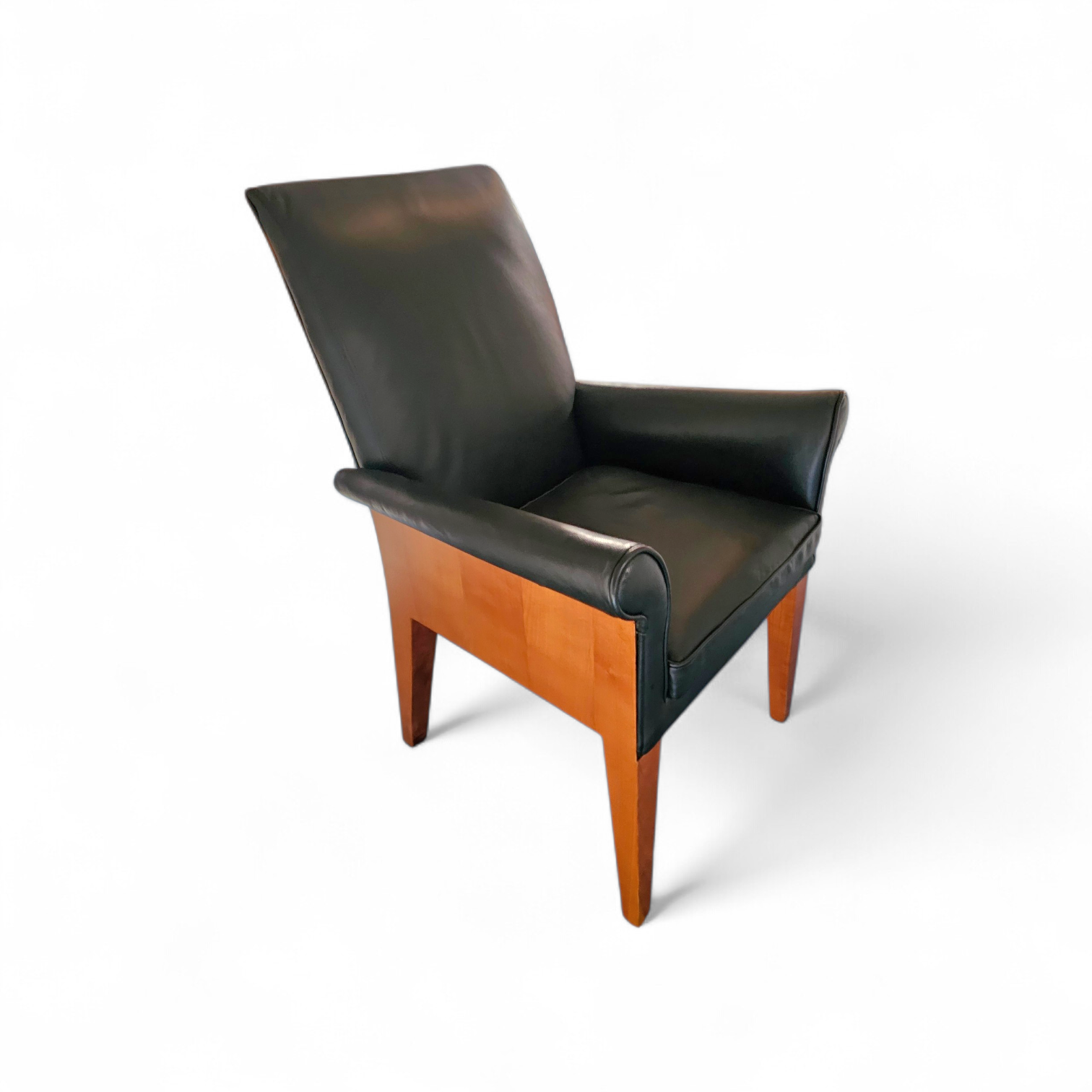PARAMOUNT CHAIR BY PHILIPPE STARCK / black leather for Driade / 1989
