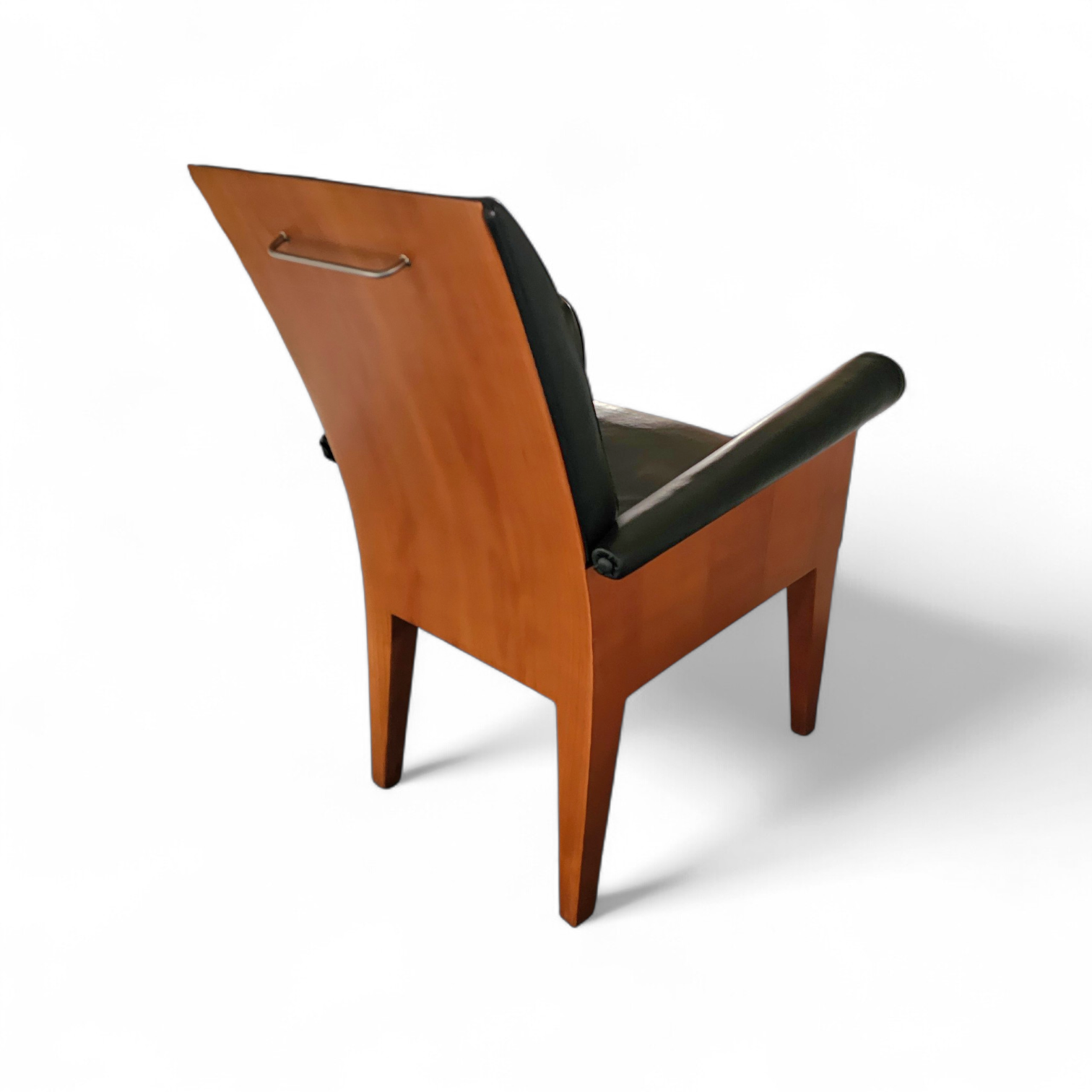 PARAMOUNT CHAIR BY PHILIPPE STARCK / black leather for Driade / 1989