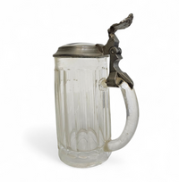 Porcelain glass pewter German lidded beer stein mug