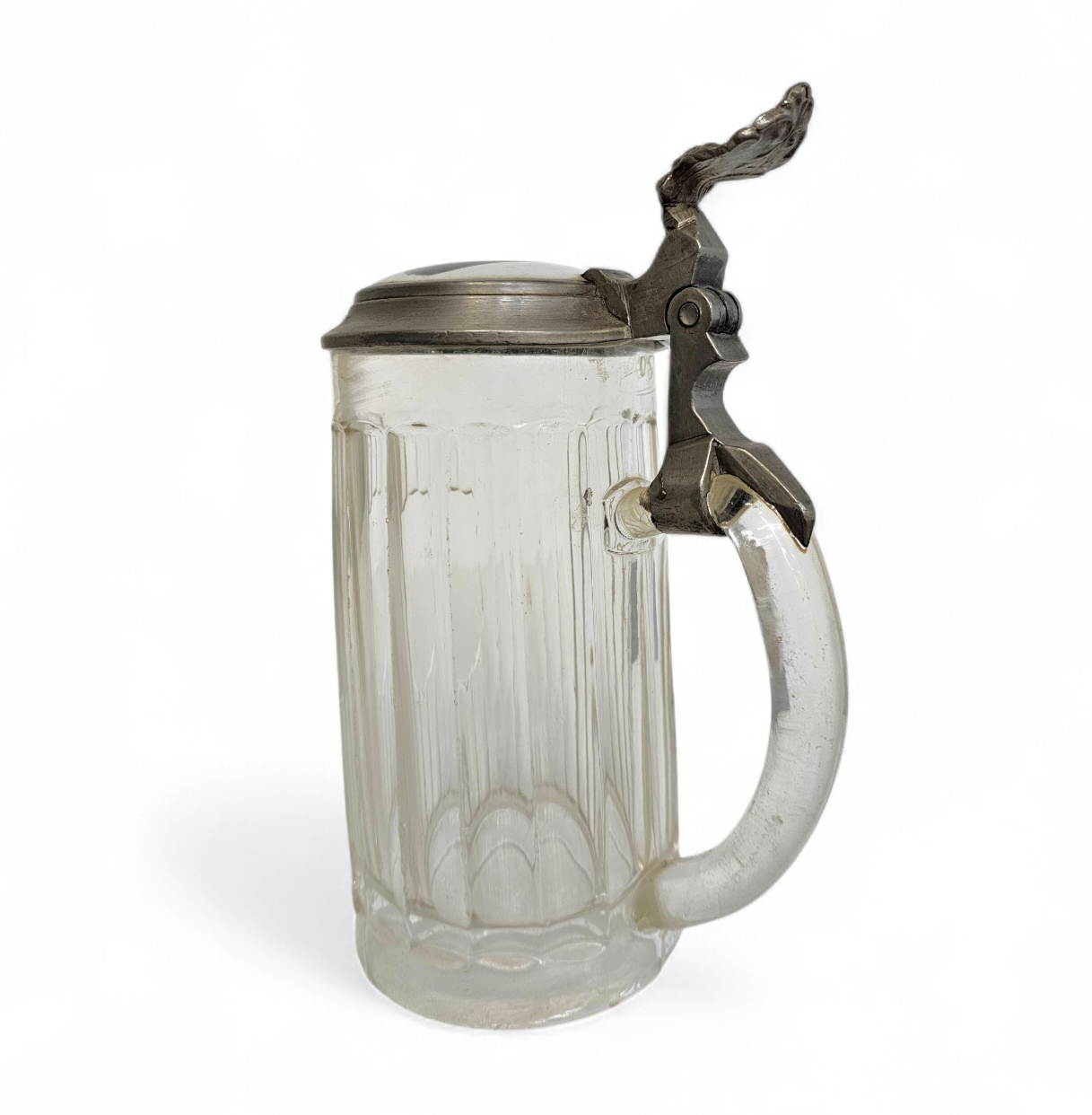 Porcelain glass pewter German lidded beer stein mug