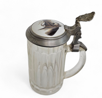 Porcelain glass pewter German lidded beer stein mug