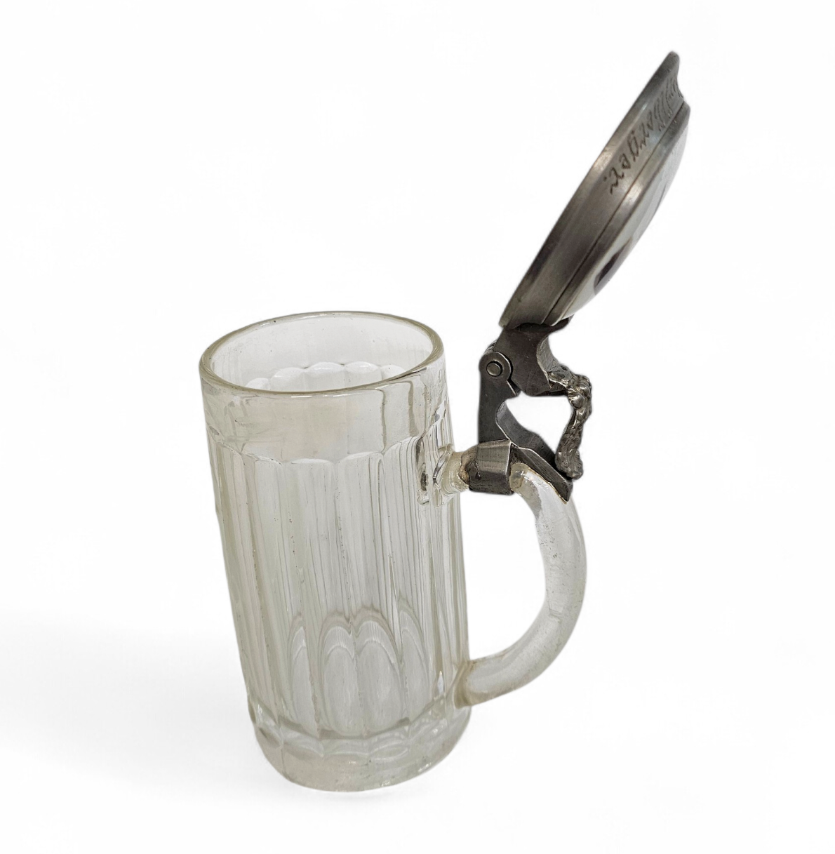 Porcelain glass pewter German lidded beer stein mug