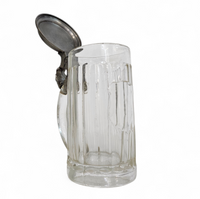 Porcelain glass pewter German lidded beer stein mug