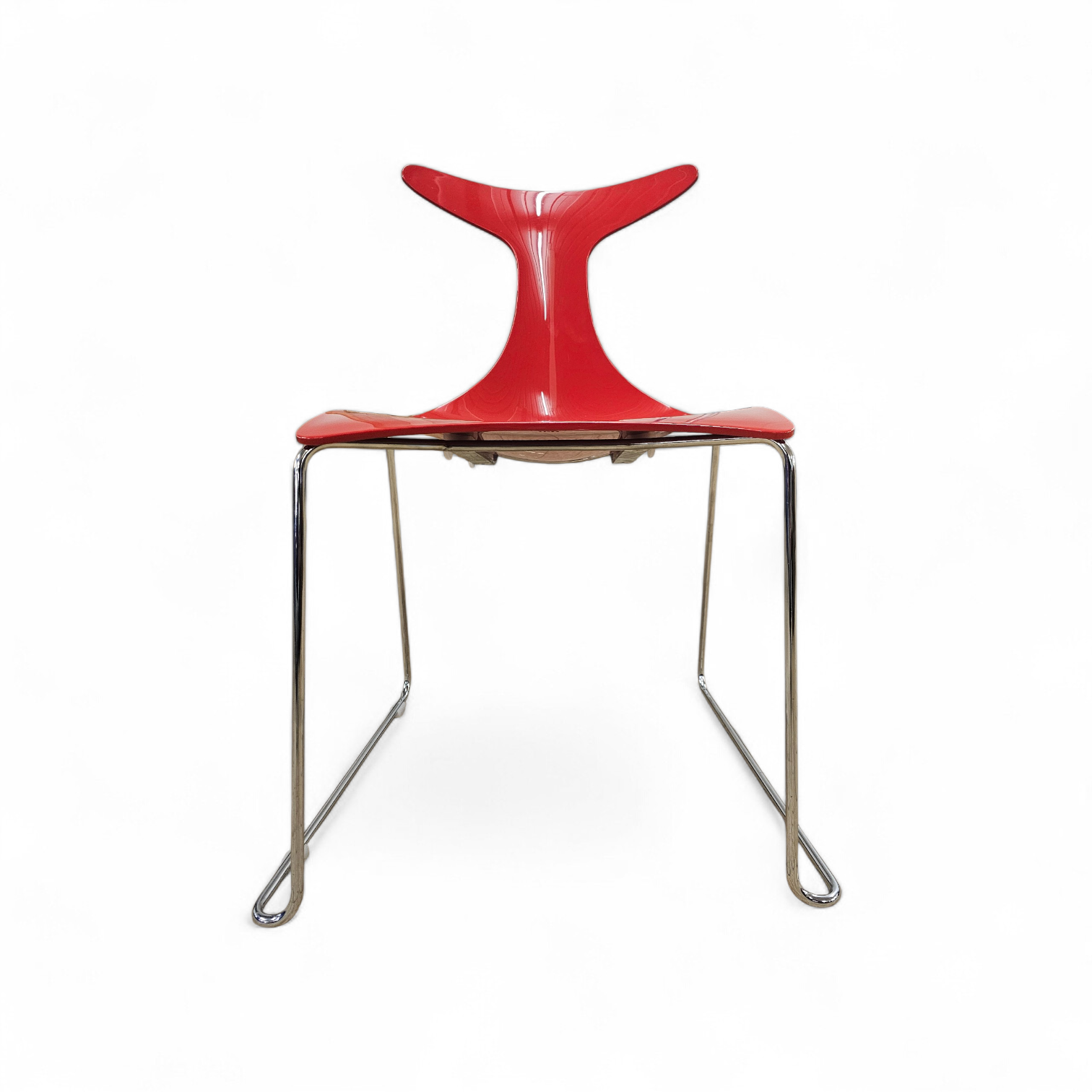 6 x Delfy chair by Gino Carollo for Ciacci Kreaty / Italy 1990s / 2 x red - 4 x black