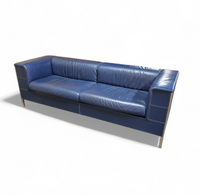 Poltrona Frau set / dark blue leather / Talus / sofa - chairs - / 3 seater / 2 x lounge chair