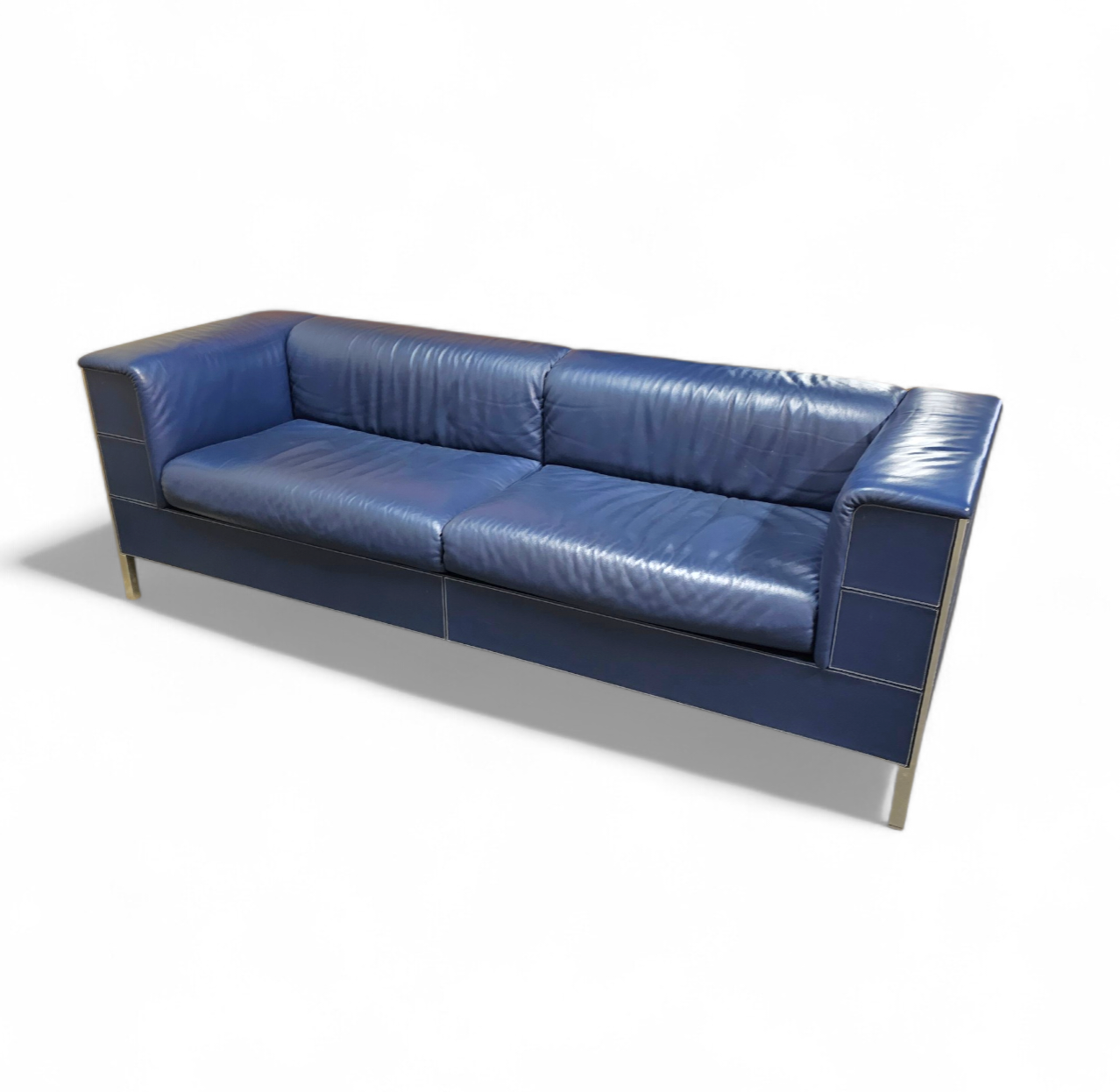 Poltrona Frau set / dark blue leather / Talus / sofa - chairs - / 3 seater / 2 x lounge chair