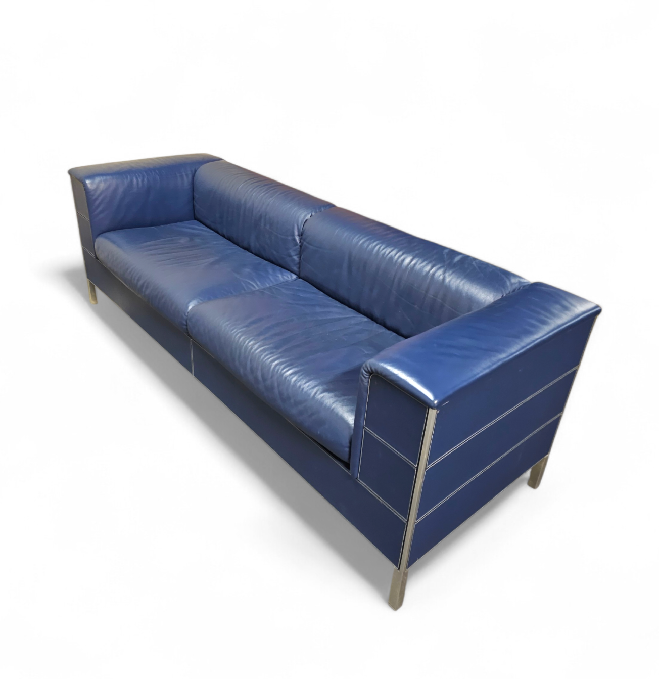 Poltrona Frau set / dark blue leather / Talus / sofa - chairs - / 3 seater / 2 x lounge chair