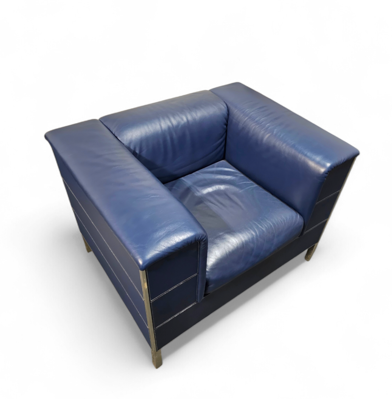 Poltrona Frau set / dark blue leather / Talus / sofa - chairs - / 3 seater / 2 x lounge chair
