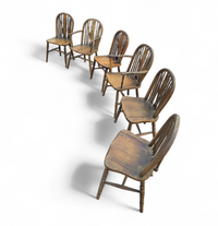 A bit wearthered windsor wheelback dining set (7) by the Oirschotse meubelindustrie 1950s