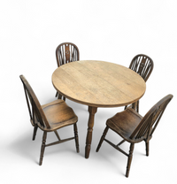 A bit wearthered windsor wheelback dining set (7) by the Oirschotse meubelindustrie 1950s