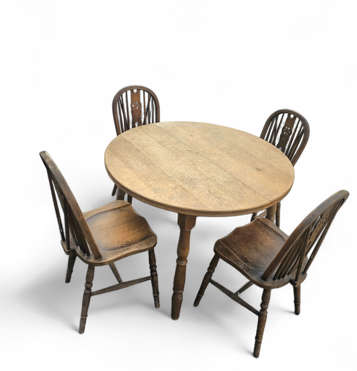 A bit wearthered windsor wheelback dining set (7) by the Oirschotse meubelindustrie 1950s