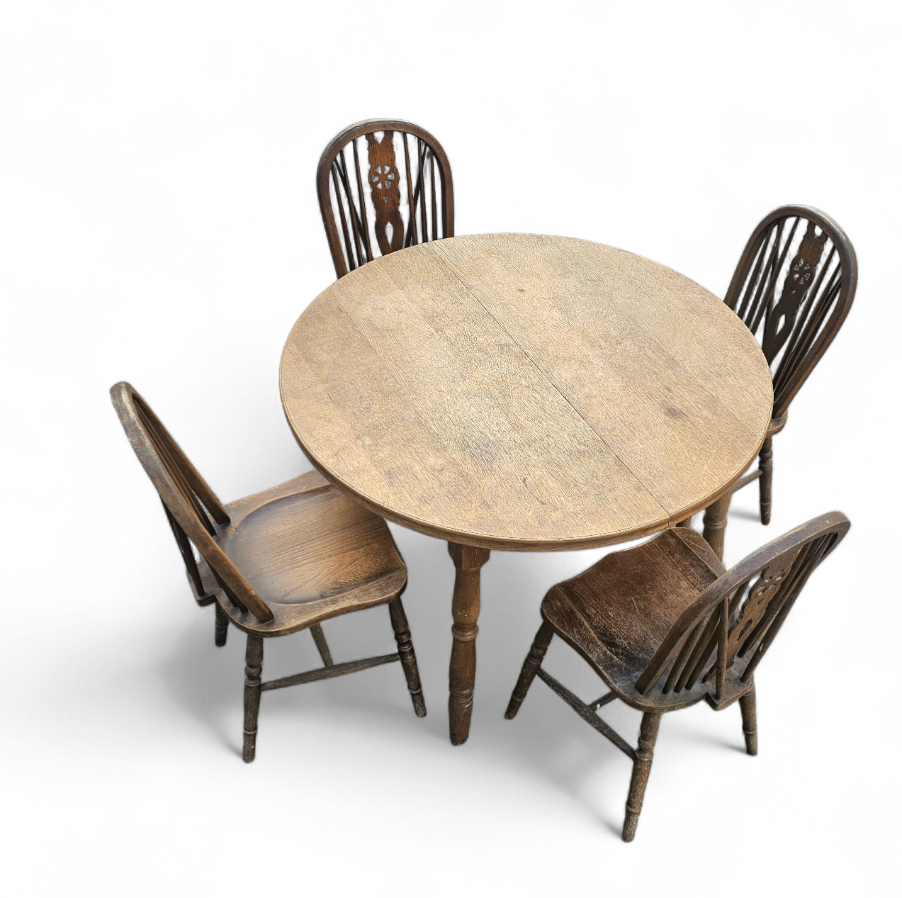 A bit wearthered windsor wheelback dining set (7) by the Oirschotse meubelindustrie 1950s