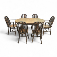A bit wearthered windsor wheelback dining set (7) by the Oirschotse meubelindustrie 1950s