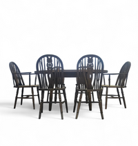 A bit wearthered windsor wheelback dining set (7) by the Oirschotse meubelindustrie 1950s