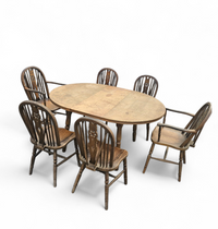 A bit wearthered windsor wheelback dining set (7) by the Oirschotse meubelindustrie 1950s