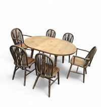 A bit wearthered windsor wheelback dining set (7) by the Oirschotse meubelindustrie 1950s