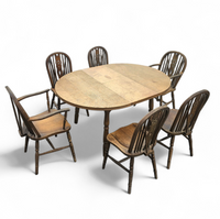 A bit wearthered windsor wheelback dining set (7) by the Oirschotse meubelindustrie 1950s