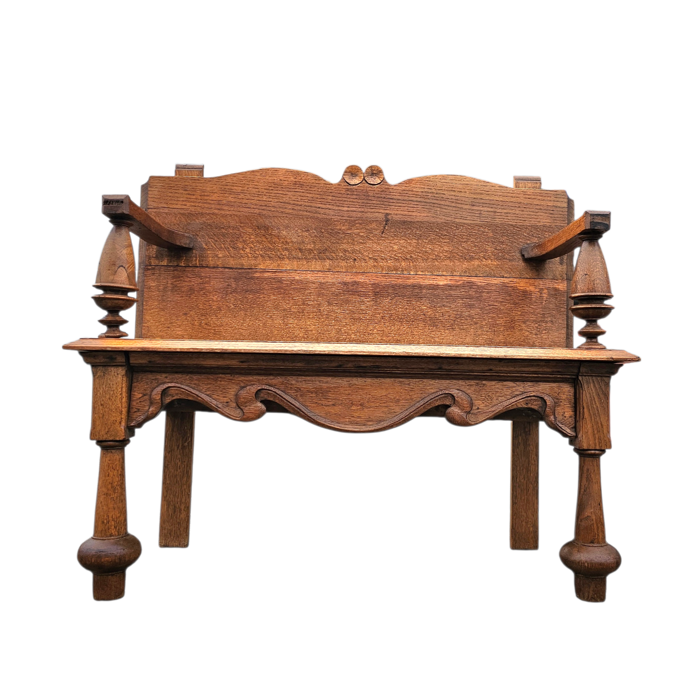 Antique Dutch oak hall bench / 1920s