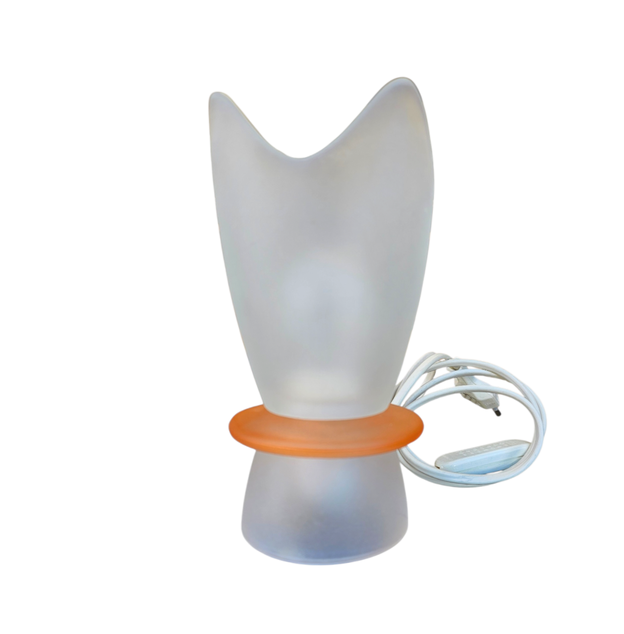 2 x table lamp by Villeroy and Boch / in the shape of a tulip / The top of the lamp is made of frosted glass / milk glass / 1990s