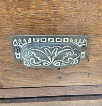 Victorian oak desk / Bin or Drawer Cup Pull by P. & F. Corbin  / 1920s