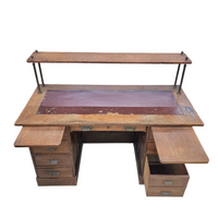 Victorian oak desk / Bin or Drawer Cup Pull by P. & F. Corbin  / 1920s