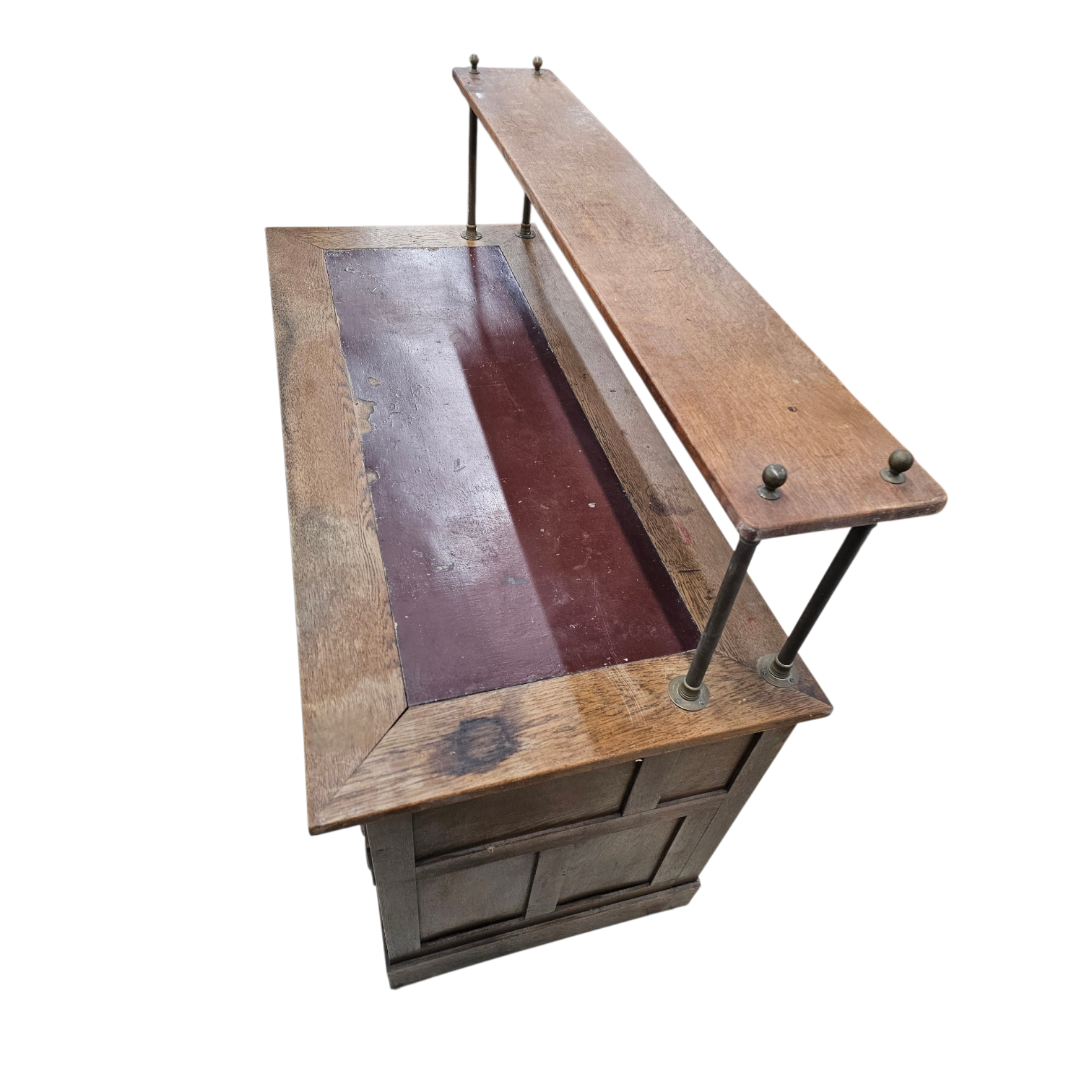 Victorian oak desk / Bin or Drawer Cup Pull by P. & F. Corbin  / 1920s