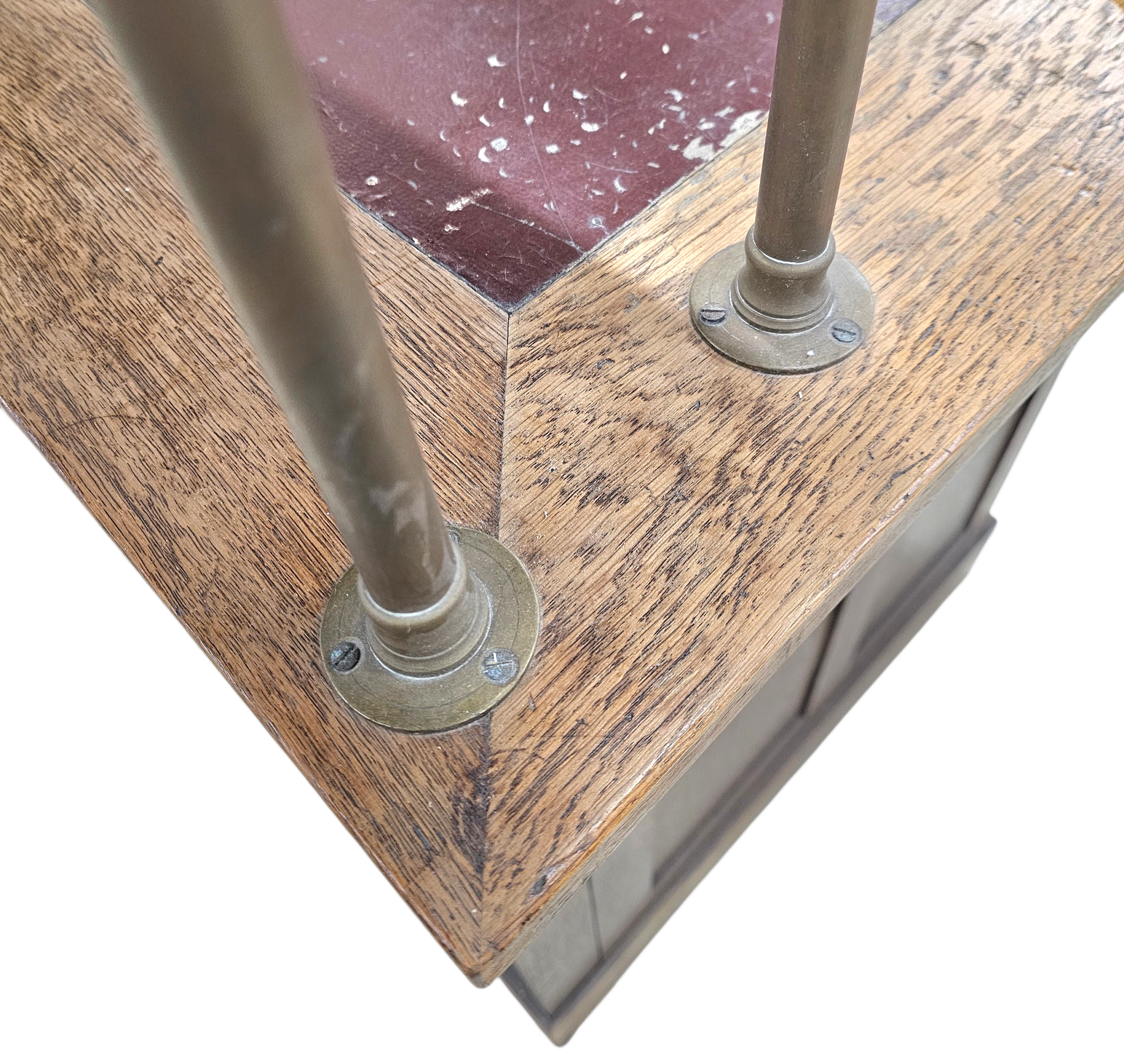 Victorian oak desk / Bin or Drawer Cup Pull by P. & F. Corbin  / 1920s