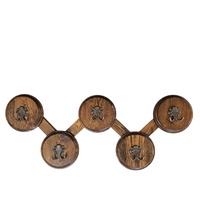 Oak wood wall coat rack / 1960s