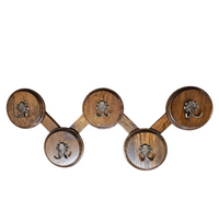 Oak wood wall coat rack / 1960s