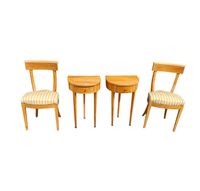 Matching cherry wood / Biedermeier chairs / sidetables set / tripot console table