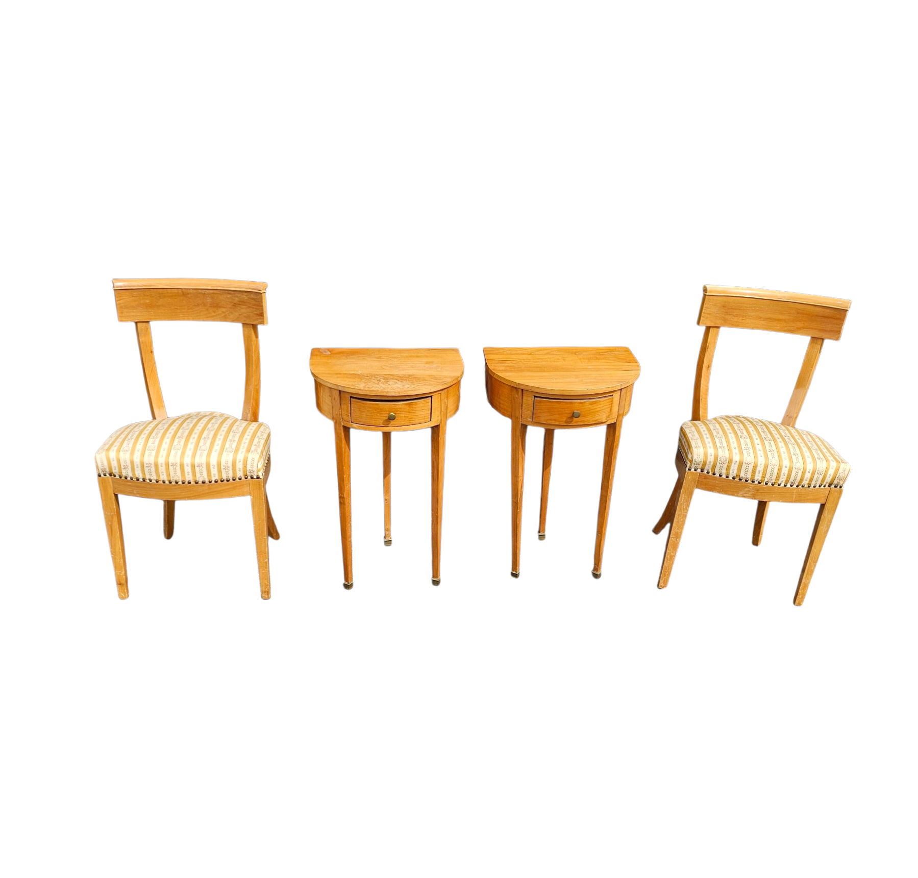 Matching cherry wood / Biedermeier chairs / sidetables set / tripot console table