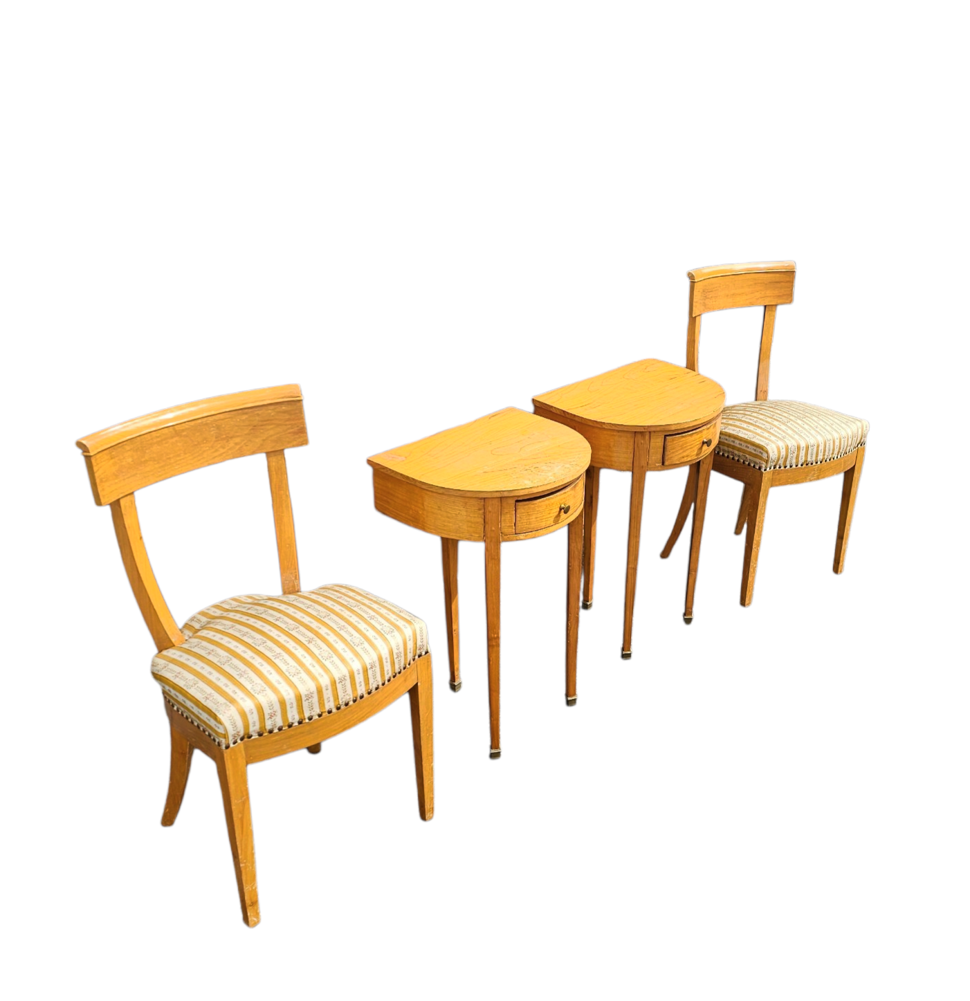 Matching cherry wood / Biedermeier chairs / sidetables set / tripot console table