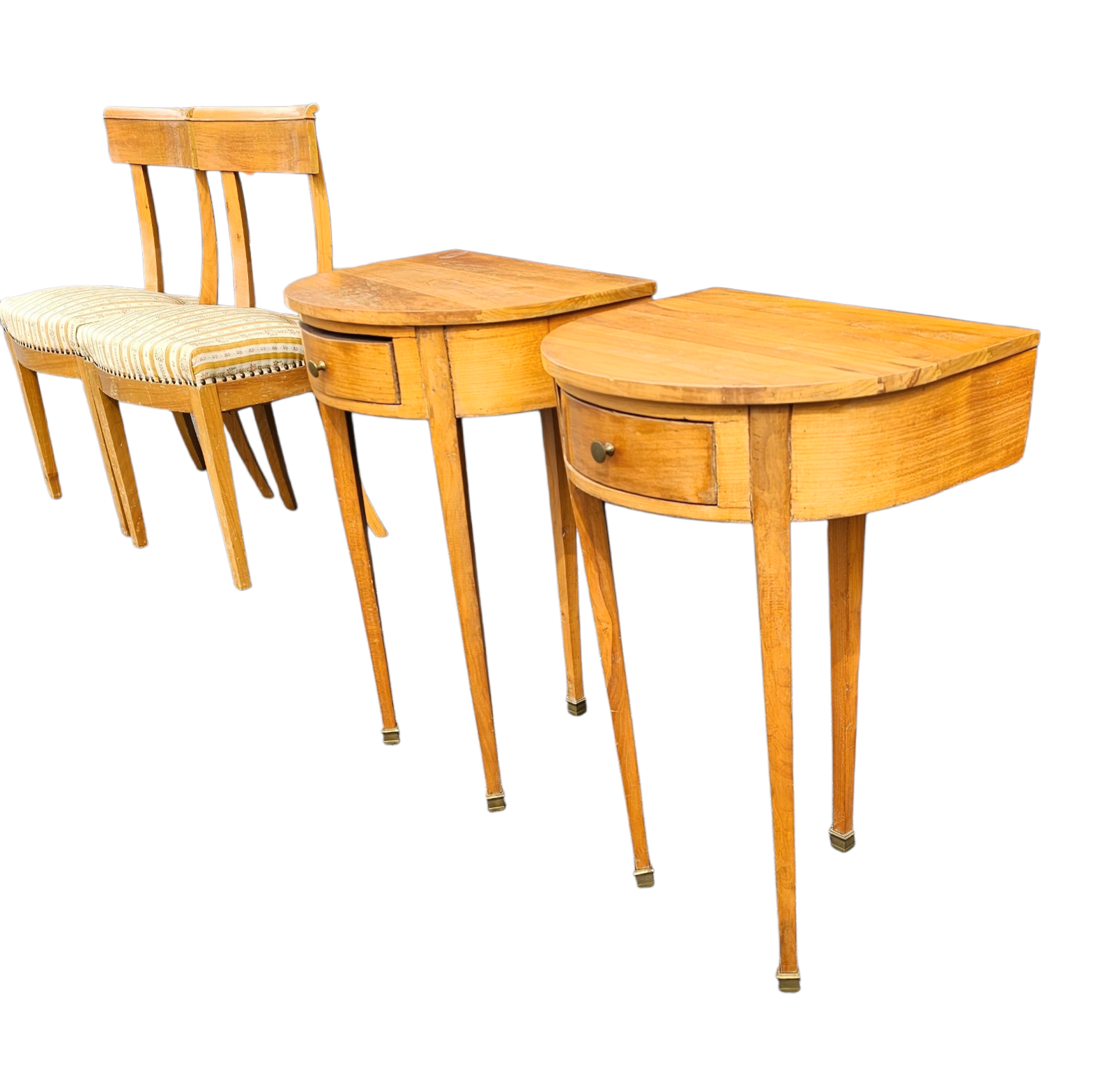 Matching cherry wood / Biedermeier chairs / sidetables set / tripot console table